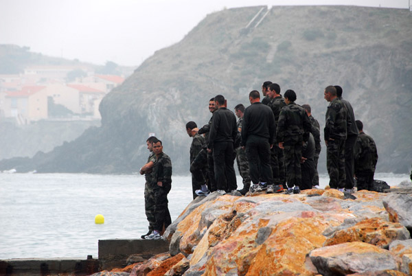 French soldiers on an exercise in Collioure