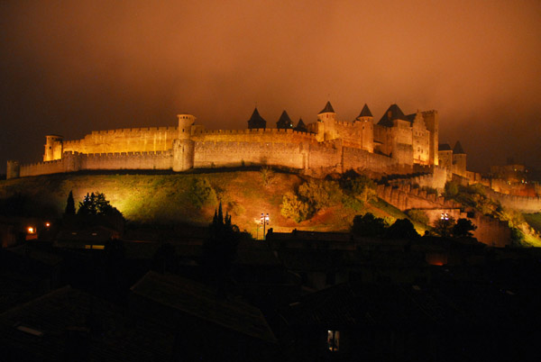 View of the walled city of Carcassonne, with the northern towers (upper left) dating from the Romans