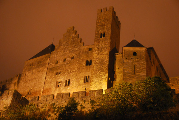 Chteau Comtal, Tour Pinte, Carcassonne, night