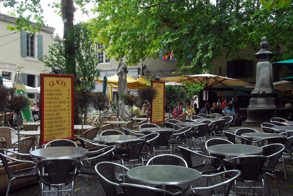 Place Marcou with its shaded terrace restaurants, Carcassonne