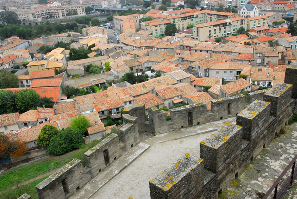 Village beneath the walls of Carcassonne Castle