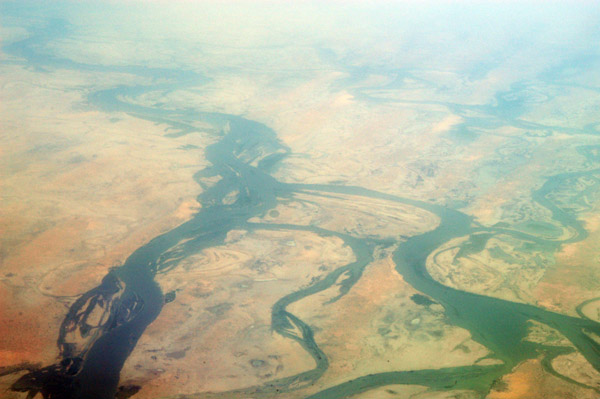 Niger Inland Delta (Macina), Mali, looking northeast with Tindirma and Banikane at the bottom of the frame
