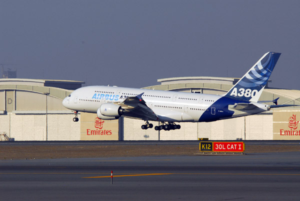 Airbus A380 landing in Dubai F-WWEA