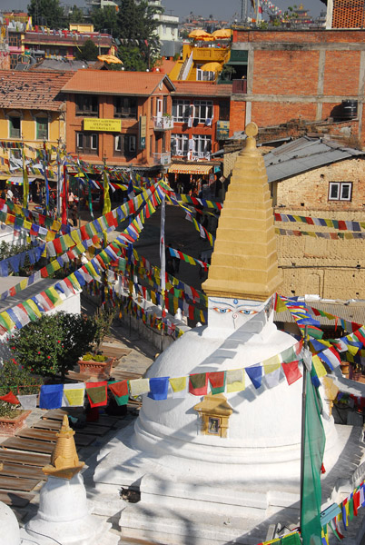 A smaller stupa next to Bodhnath