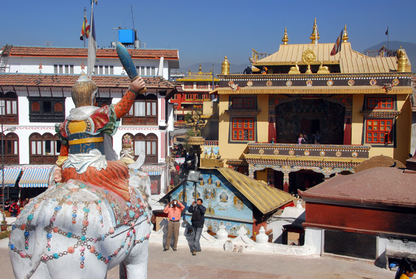 Elephant statue and Tamang Gompa