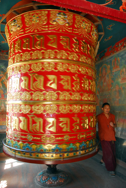 Giant prayer wheel, Tamang Gompa, Bodhnath