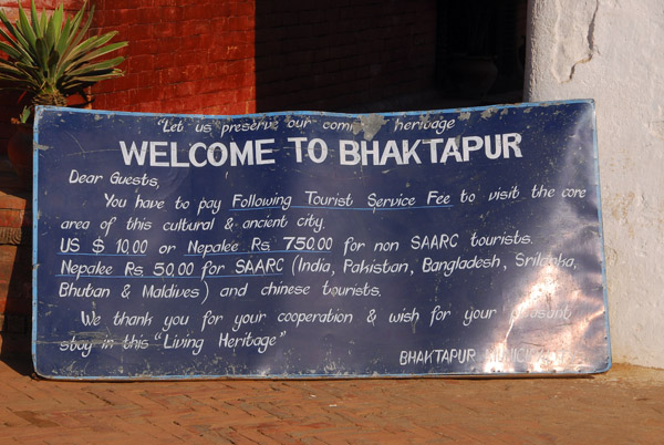 Welcome to Bhaktapur - admission 750 rupees or $10