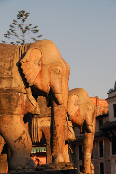 Elephants on the steps to Nyatapola Temple