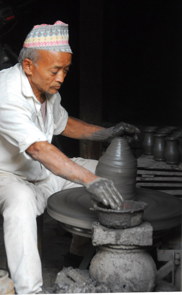 Nepali potter at work, Bolachha Tol, Bhaktapur