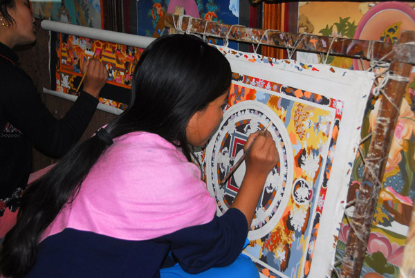 Student at work, Thanka Painting School, Bhaktapur, Nepal