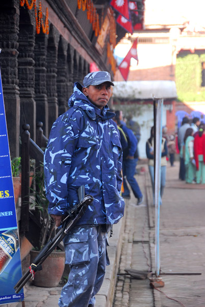 Armed security for the gathering, Durbar Square, Bhaktapur