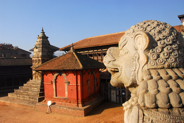 Lion on the steps of Fasidega Temple, Bhaktapur