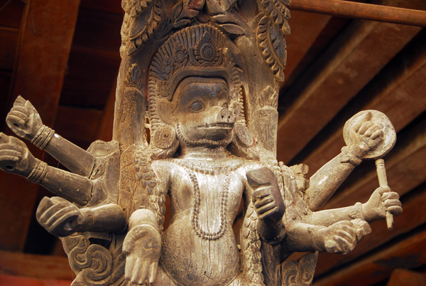 Carved wooden rtemple oof beam, Patan