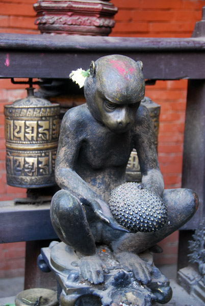 Monkey with jackfruit, Golden Temple, Patan