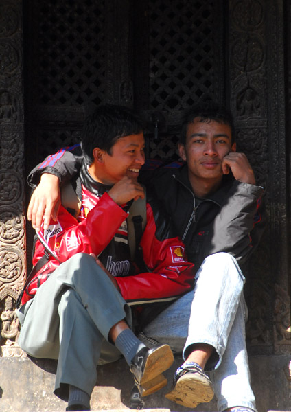 Nepali boys hanging out at Durbar Square, Patan