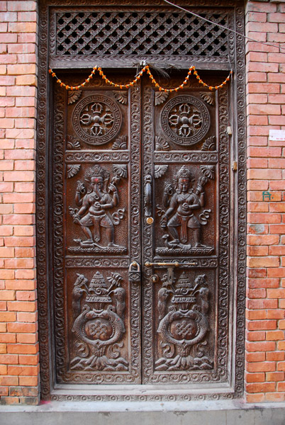 Ornate wooden door, Patan