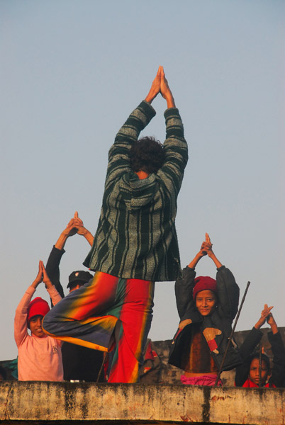 Roof top yoga class, Chitrasali