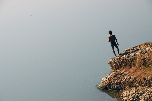 Man fishing, Chitrasali, Central Terai, Nepal