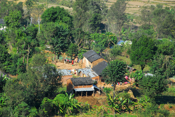 Hillside houses on the road to Bandipur