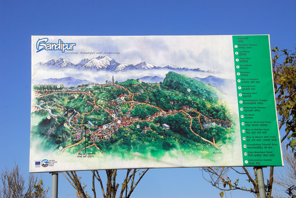 Map of the highland village of Bandipur, Nepal