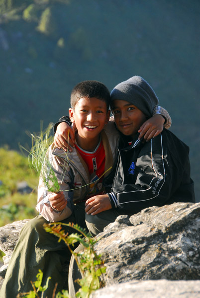 Two Nepali boys, Gurungche Hill, Bandipur