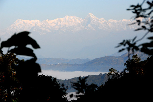 Machhapuchhare and fog covered valleys, from Bandipur