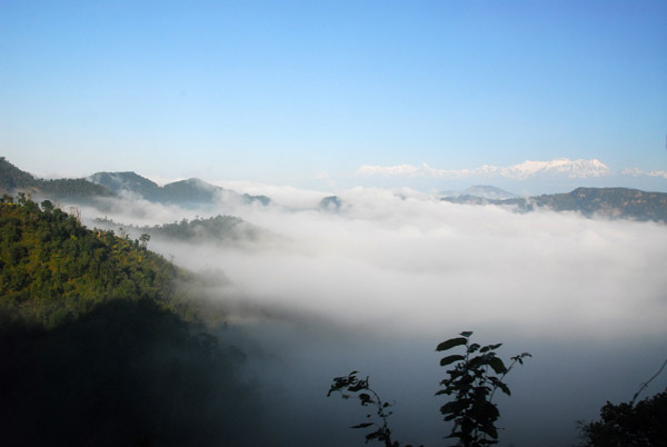 Descending into the foggy valley below Bandipur