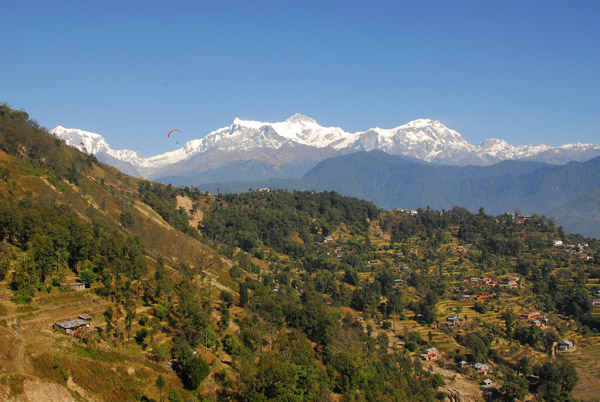 As the glider clearned the hillside, the Annapurna Range came into view