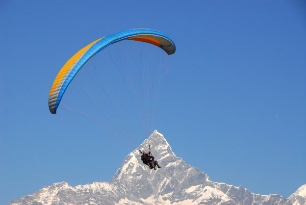Paraglider with Machhapuchhare, Pokhara, Nepal
