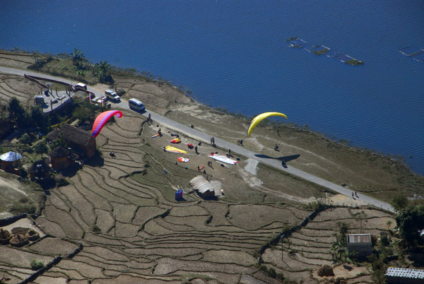 Our landing zone on the north shore of Phewa Lake near Pokhara