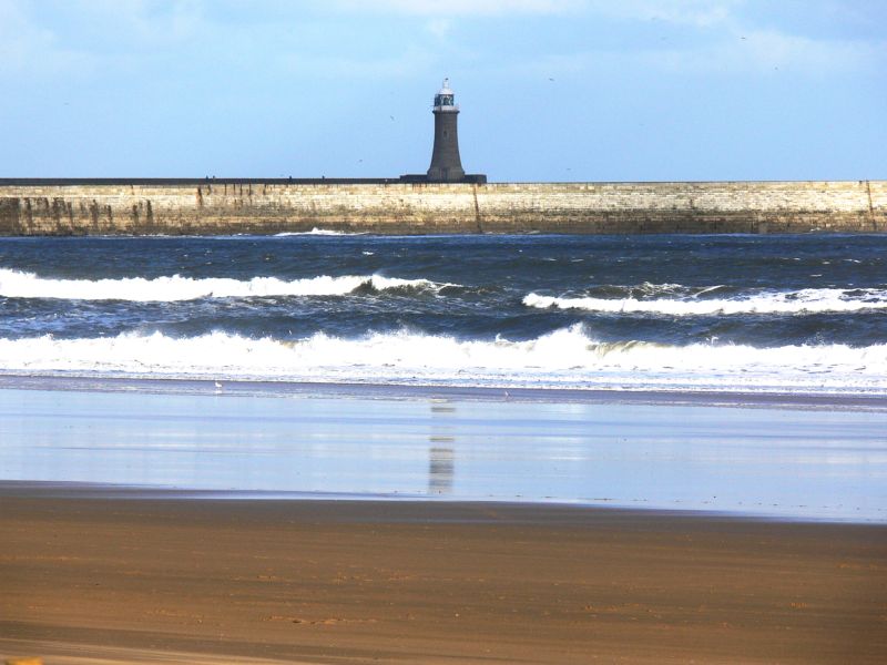 The South pier with the North pier lighthouse in the background