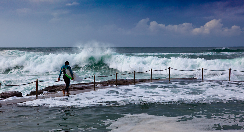 Surfer at Avalon Rockpool