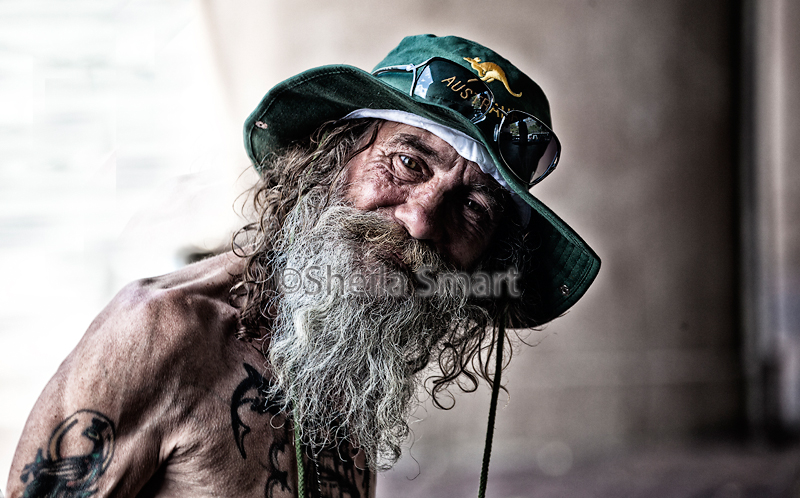Homeless and friendly old chap at Quay