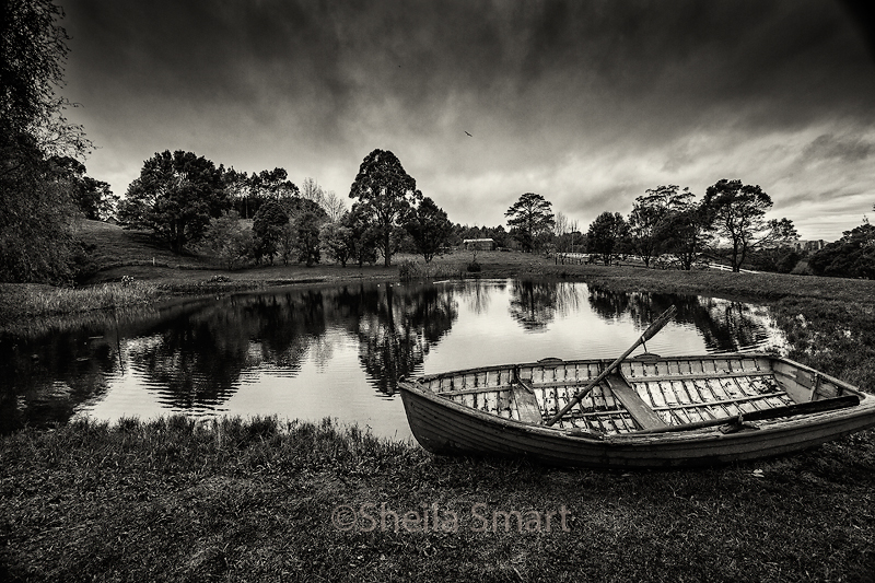 Annies rowboat in monochrome