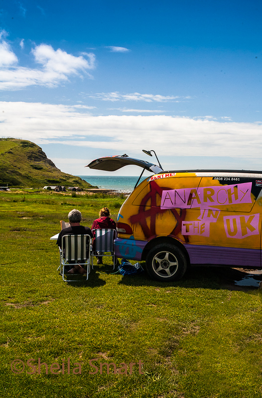 Couple with anarchy van