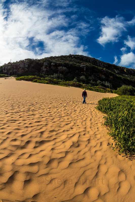 Fred walking in dunes at Palm Beach