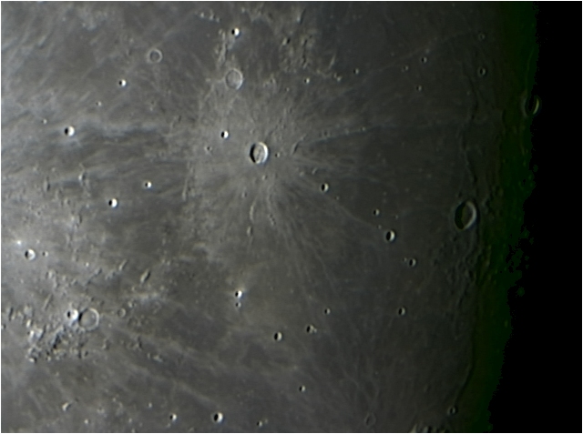 Webcam image; incl. craters Kepler & Encke (above centre)