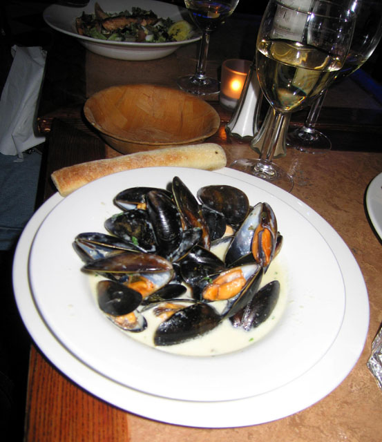 My dinner of mussels with a cream sauce