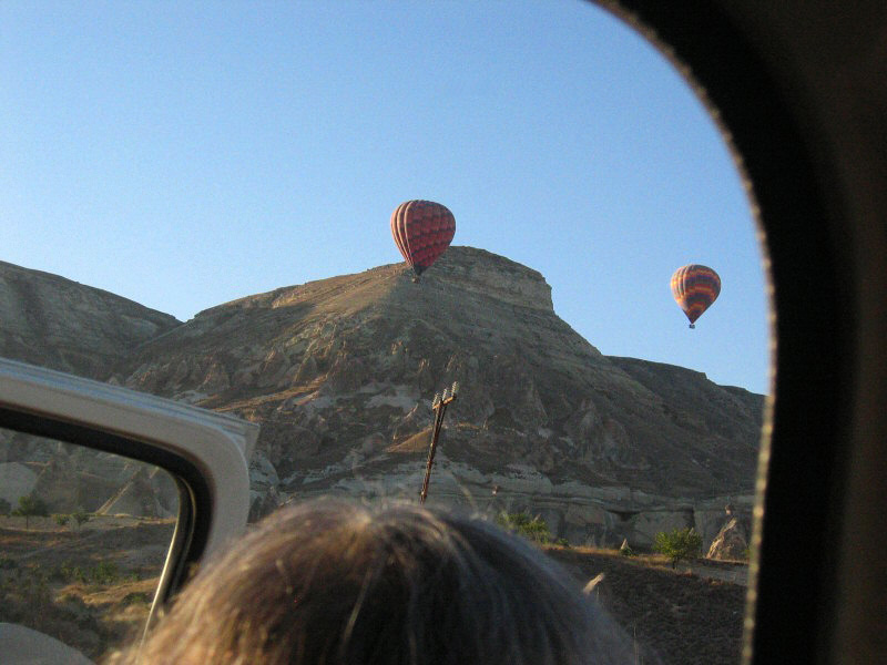 Getting out of car and seeing first balloons