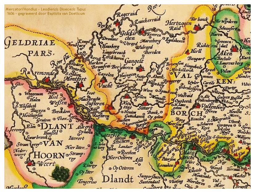 detail oude kaart uit 1606 met Nieuwstadt