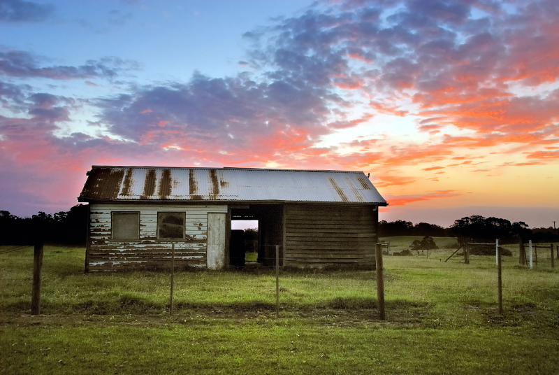 Shack in the sunset