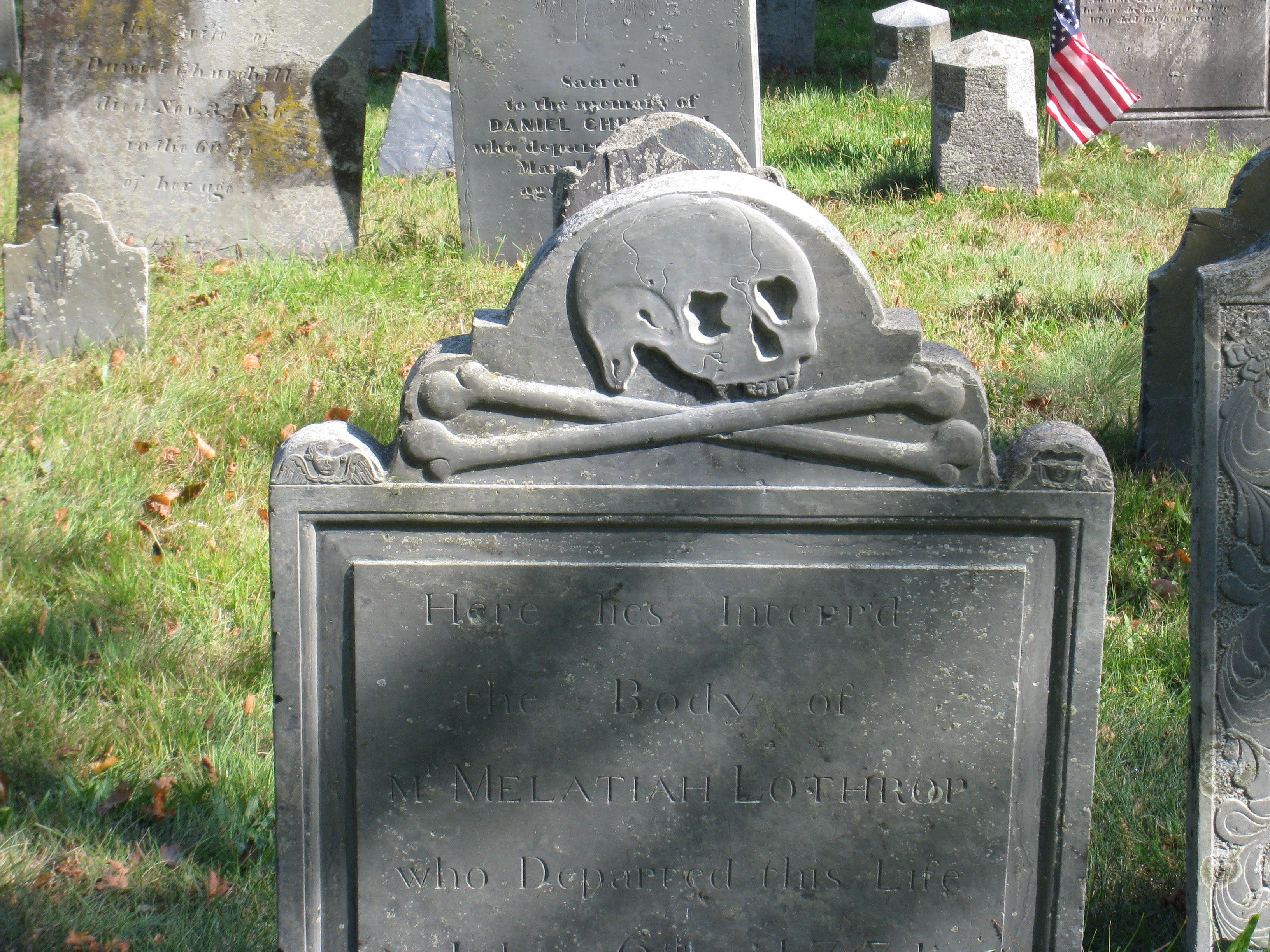 Gravestone at Burial Hill Cemetery - Plymouth, Mass.