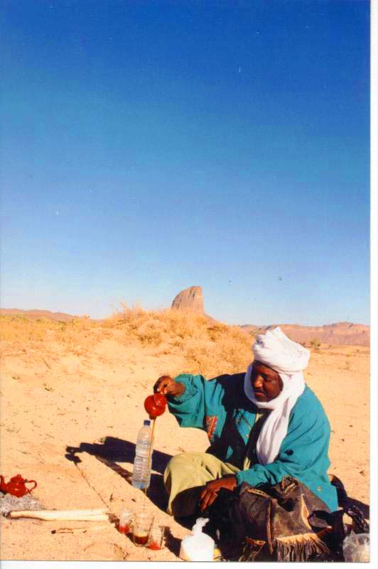 Making tea ,my guide in Tamanrasset,Algeria