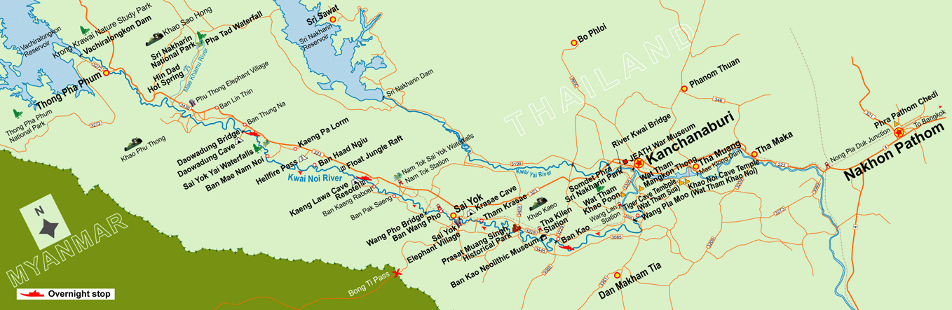 Road 323 Map - Bangkok - Kanchanaburi - ThongPhaPhum