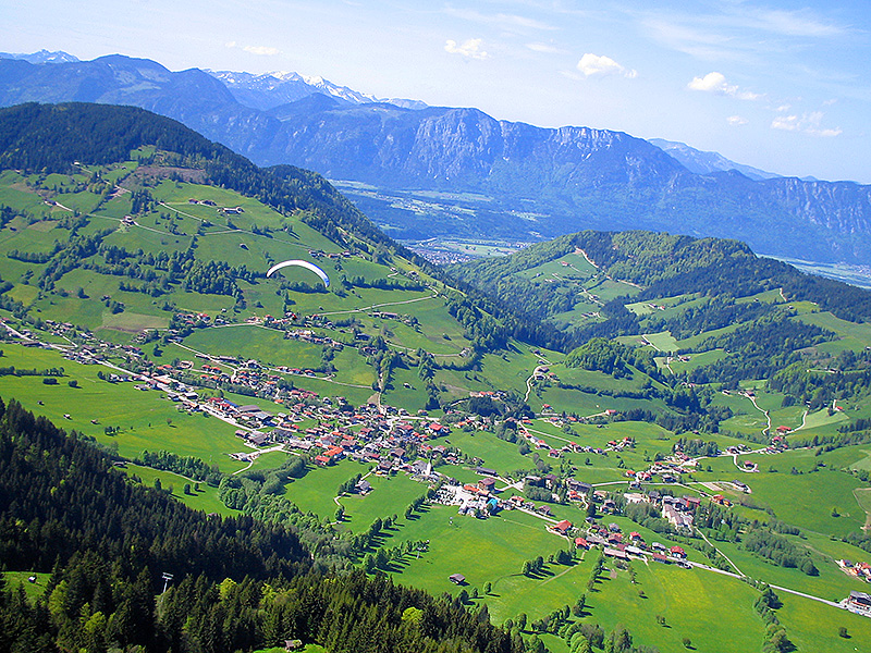View from the air, paragliding in the Austrian Tirol