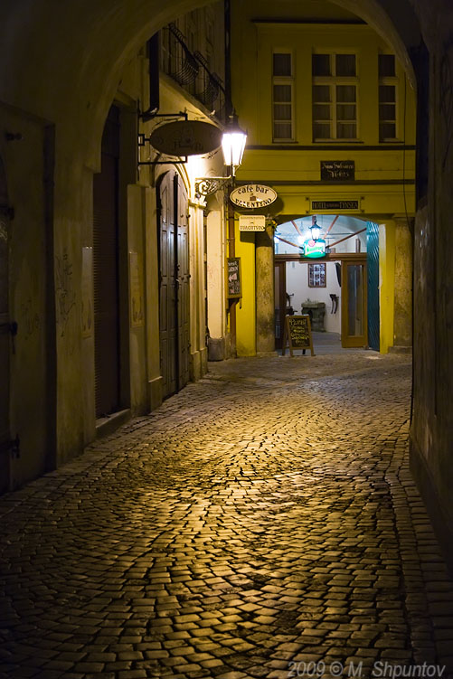 Cafe Valentino at Night, Prague