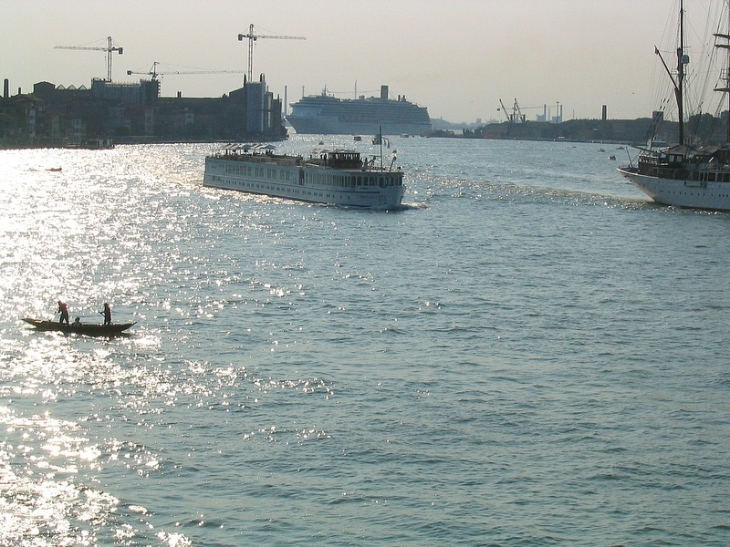 The busy Giudecca Canal in Venice