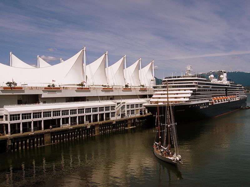A cruise ship moored at Canada Place