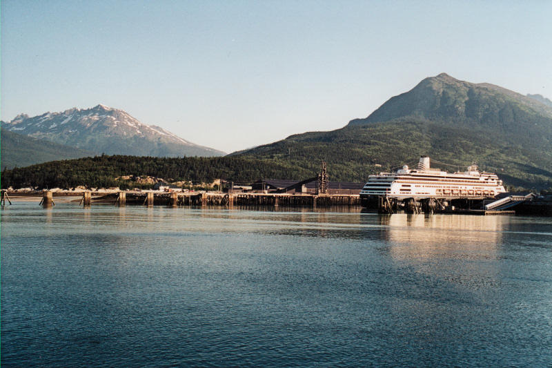 Skagway Harbour in the AM with Holland America ship