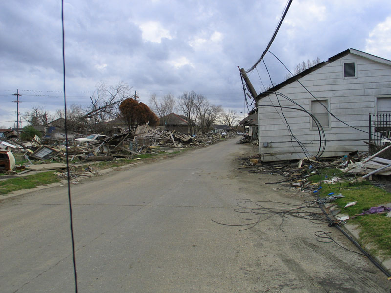 Broken Up Houses Still Sit in the Streets